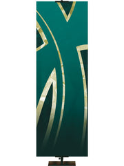 Custom Church Banner for Easter Stylized Cross in Teal and Green Right