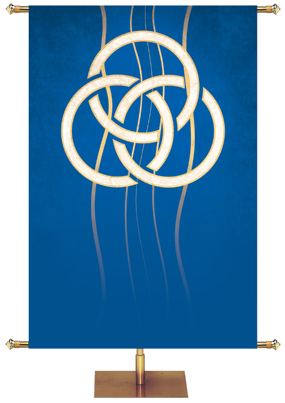 Custom Experiencing God Symbol Trinity Banner in Blue, Green, Red, Purple and White