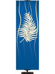 Custom Banner Background Experiencing God Symbols Palm Right in Blue thin format