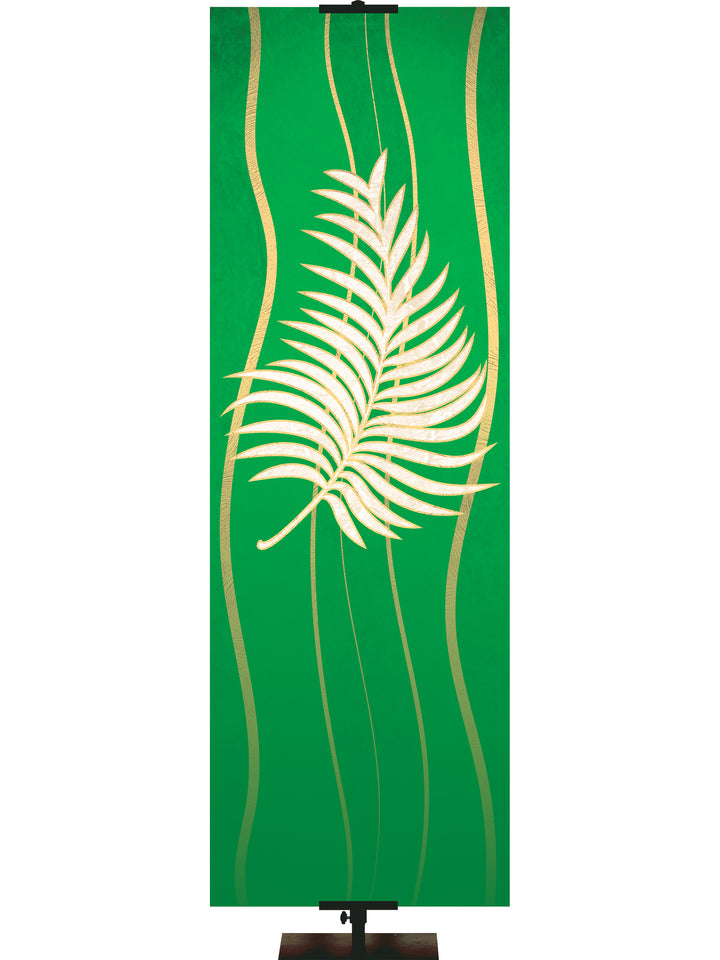 Custom Banner Background Experiencing God Symbols Palm Right in Green thin format