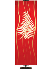 Custom Banner Background Experiencing God Symbols Palm Right in Red thin format