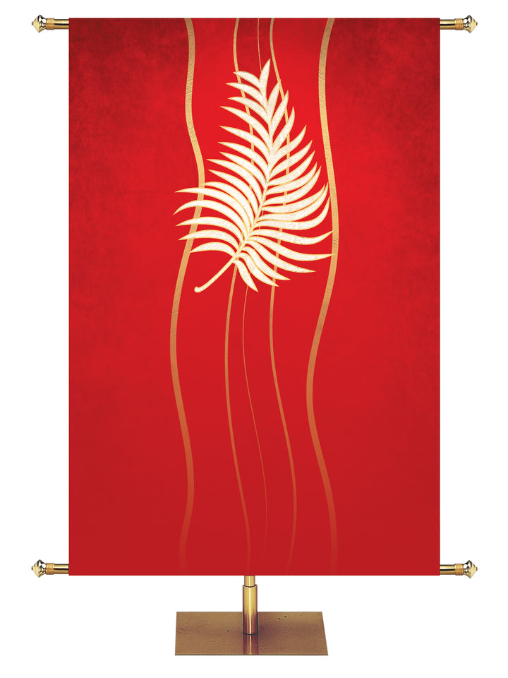 Custom Banner Background Experiencing God Symbols Palm Right in Red wide format