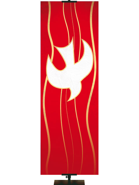 Custom Banner Background Experiencing God Symbols Dove Right on Red  thin format