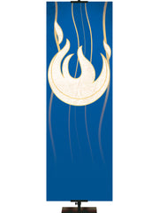 Custom Banner Background Experiencing God Symbols Flame Left in Blue thin format