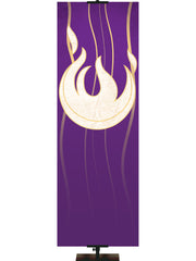Custom Banner Background Experiencing God Symbols Flame Left in Purple thin format