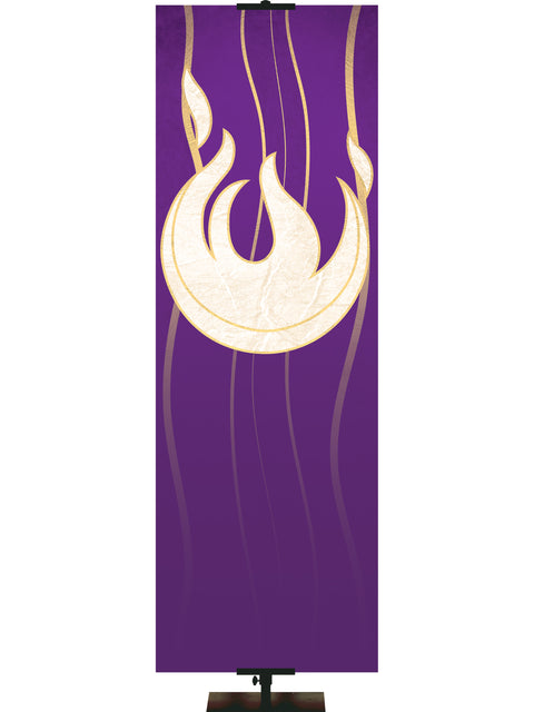 Custom Banner Background Experiencing God Symbols Flame Left in Purple thin format
