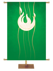 Custom Banner Background Experiencing God Symbols Flame Left in Green wide format