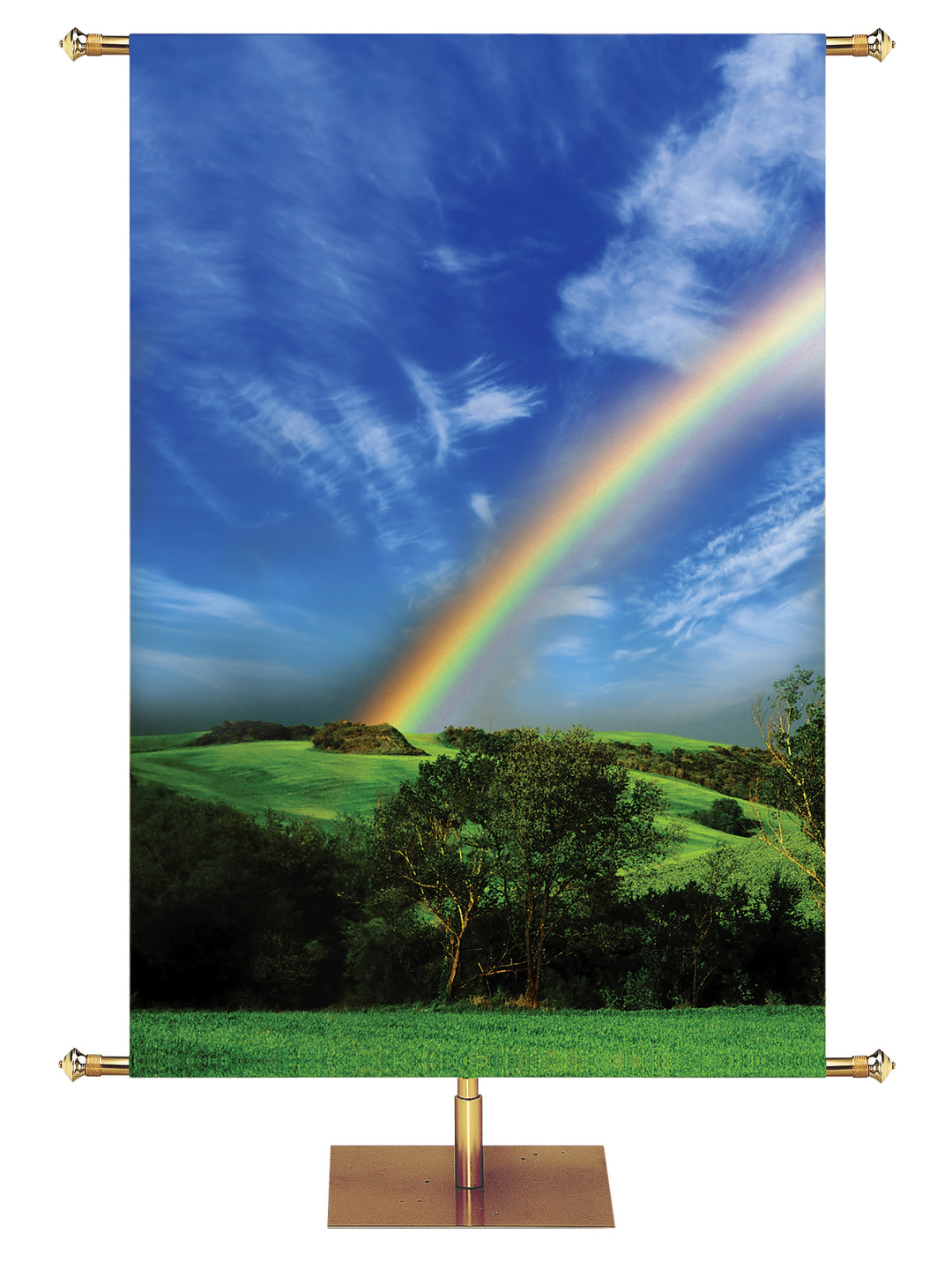 Green Hills and Rainbow Custom Banner Background