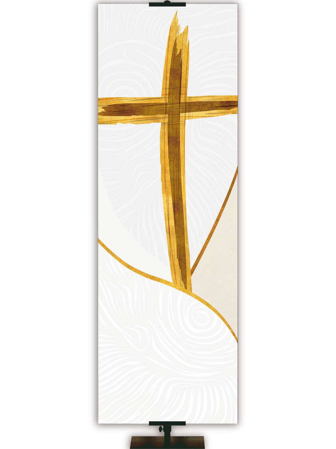 Custom Church Banner for Easter Gold Wooden Cross Left