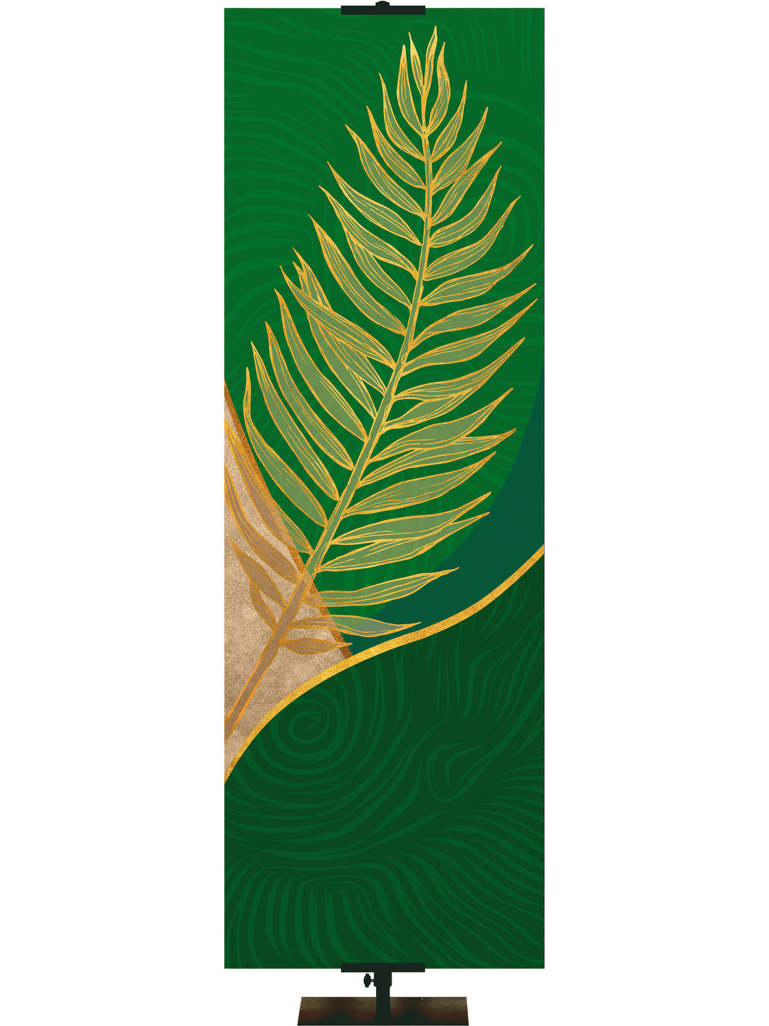 Custom Church Banner for Easter Gold Palm on Green Right