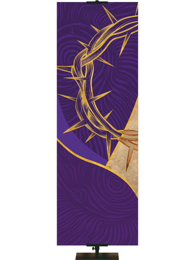 Custom Church Banner for Easter Crown of Thorns on Red or Purple Left