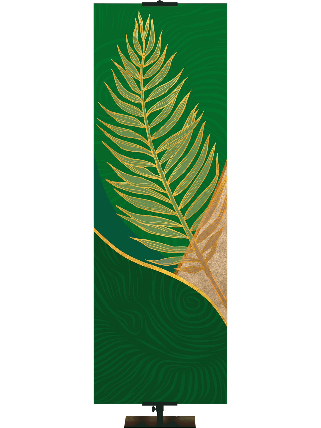 Custom Church Banner for Easter Gold Palm on Green Left
