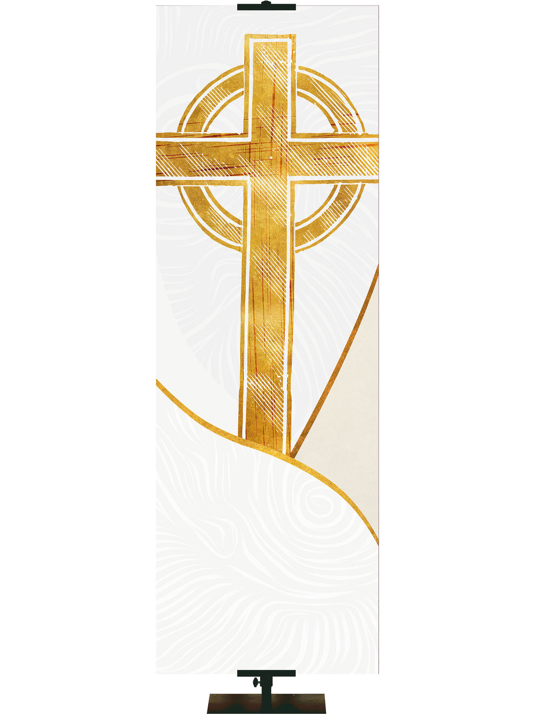 Custom Church Banner for Easter Gold Gothic Cross Left