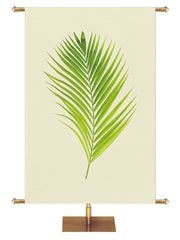 Custom Church Banner for Easter. Green Palm on Tan Banner