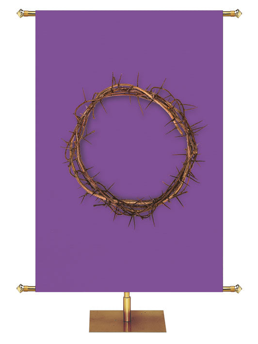 Custom Church Banner for Easter. Crown of Thorns on Purple Banner