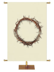Custom Church Banner for Easter. Crown of Thorns on Off White Banner