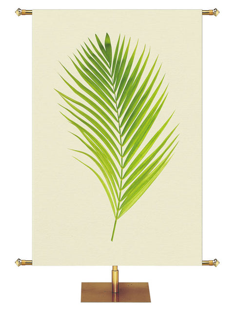 Custom Church Banner for Easter. Green Palm on Tan Banner