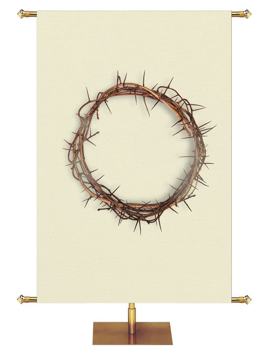 Custom Church Banner for Easter Crown of Thorns on Tan Banner