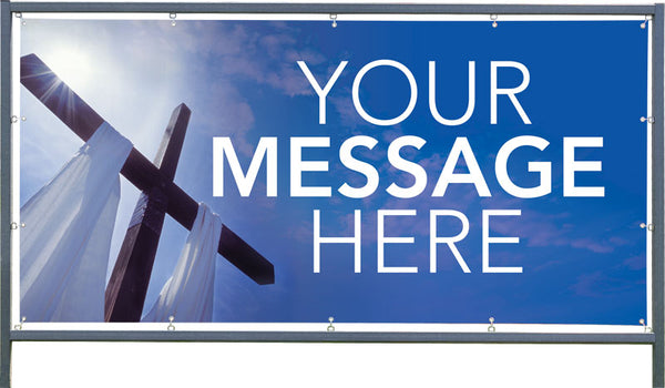 Custom Outdoor Banner With Frame Display - Contemporary Easter Cross