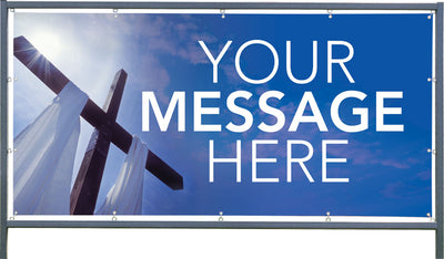 Custom Outdoor Banner and Frame Display - Contemporary Easter Cross - Outdoor Banner & Frame Display - PraiseBanners