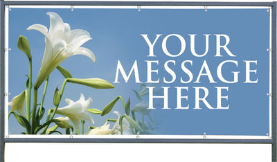 Custom Outdoor Banner and Frame Display - Contemporary Easter Lily - Outdoor Banner & Frame Display - PraiseBanners