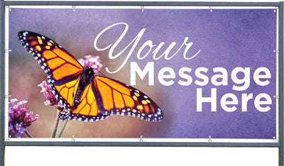 Custom Outdoor Banner and Frame Display - Orange Butterfly - Outdoor Banner & Frame Display - PraiseBanners
