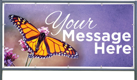 Custom Outdoor Banner and Frame Display - Orange Butterfly - Outdoor Banner & Frame Display - PraiseBanners