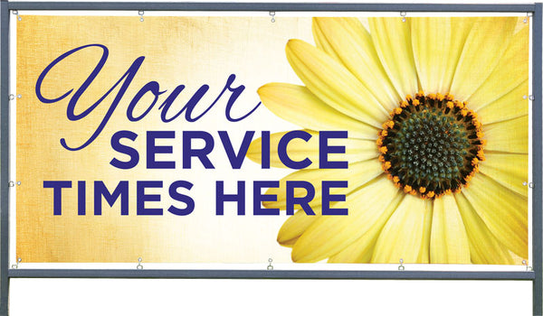 Custom Outdoor Banner with Frame Display - Yellow Daisy