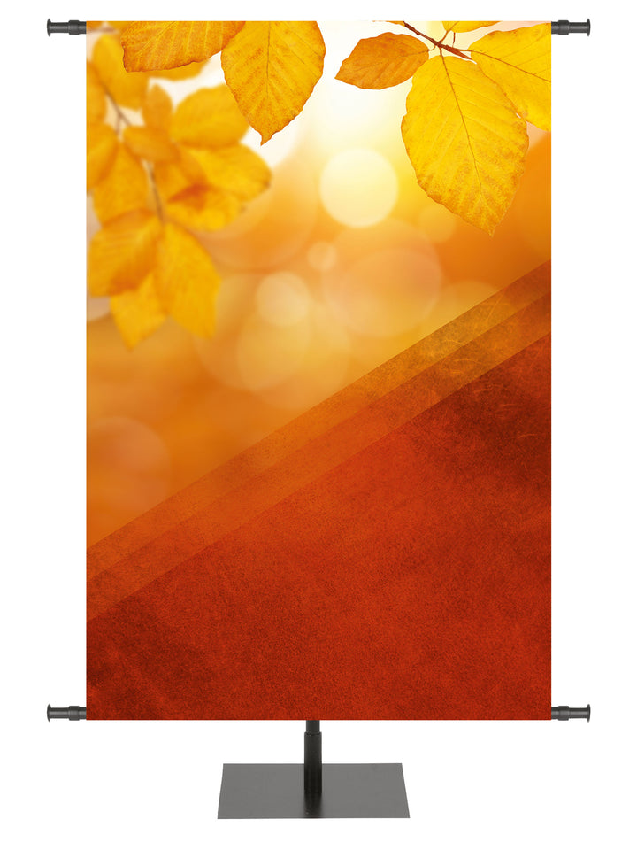 Golden Harvest Custom Banner Background Sing To The Lord All The Earth Golden Fall Leaves in Sunlight