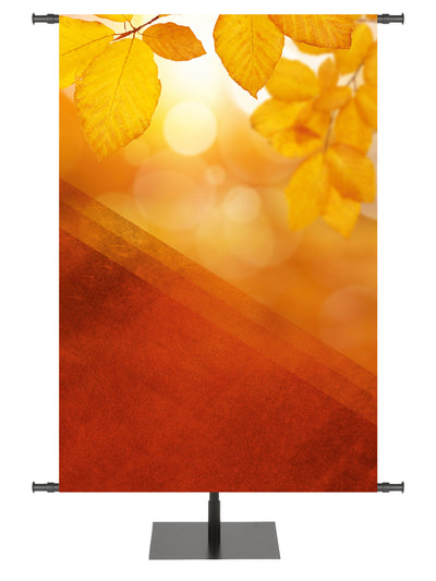 Golden Harvest Custom Banner Background Sing To The Lord A New Song Golden Fall Leaves in Sunlight