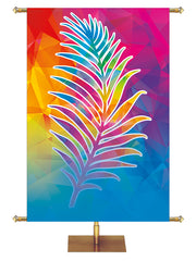 Custom Banner Background Hues of Grace with brilliantly multicolored Palm Symbol in right side wide format