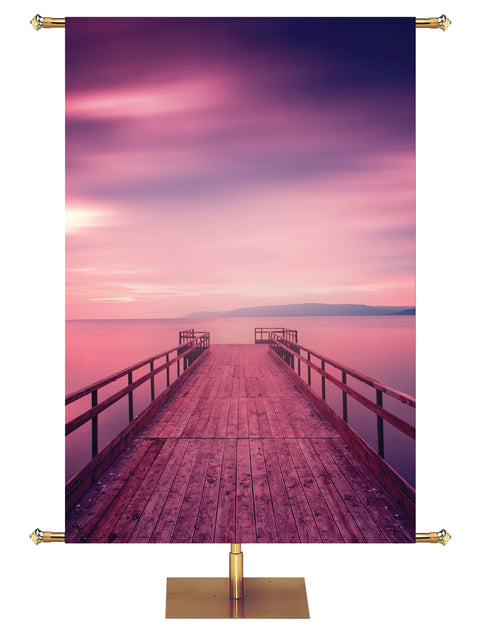 Custom Banner Background Serene Dock at Sunset