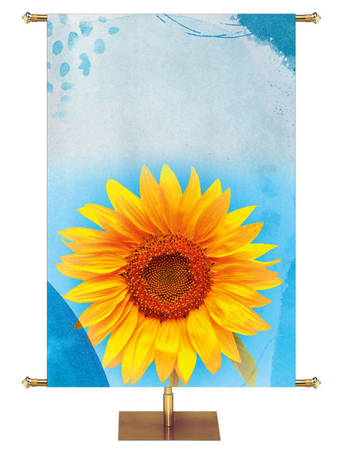 Custom Church Banner with Sunflower on Blue Pastel