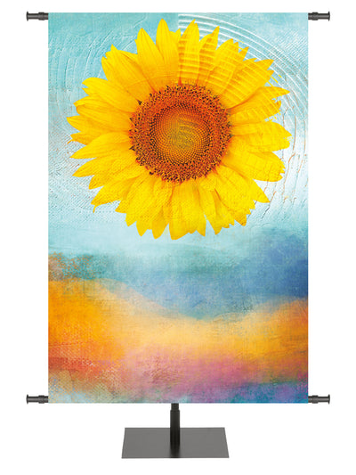 A Joyous Spring Custom banner background with sunflower