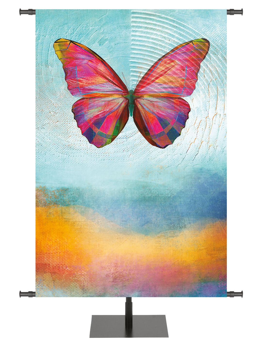 A Joyous Spring Custom banner background with colorful butterfly