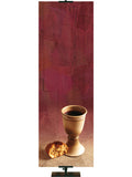 Custom Church Banner Background on red with Communion bread with chalice on the right