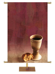 Custom Church Banner Background on red with Communion bread with chalice on the right
