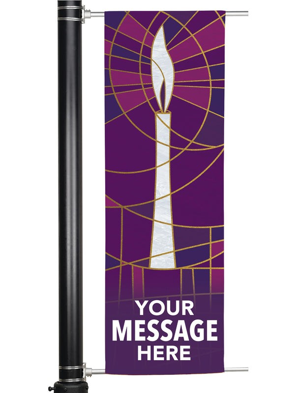 Vela luminiscente con pancarta de poste de luz personalizada