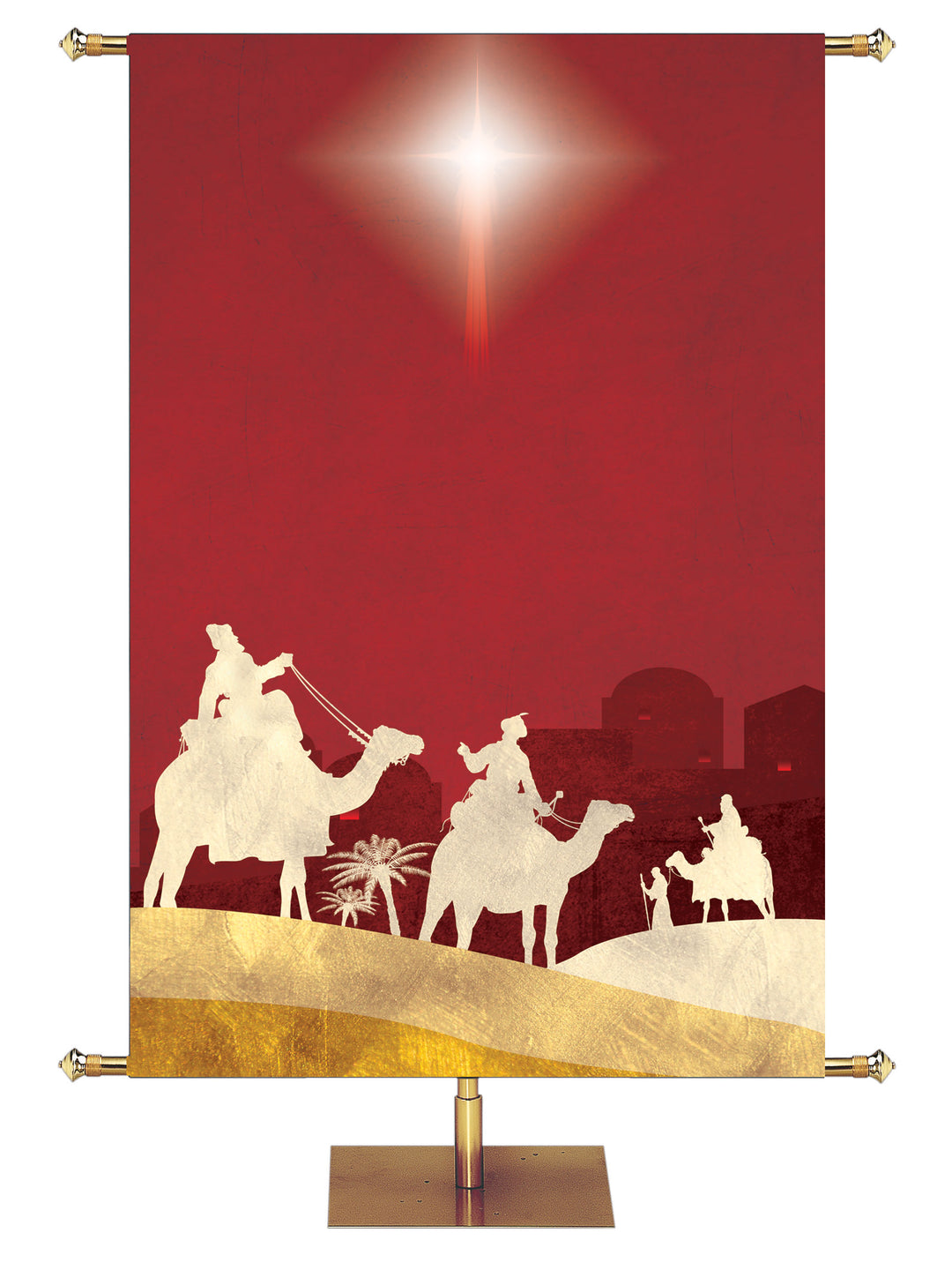 Custom Red Nativity Silhouette Wisemen 1 - Custom Christmas Banners - PraiseBanners