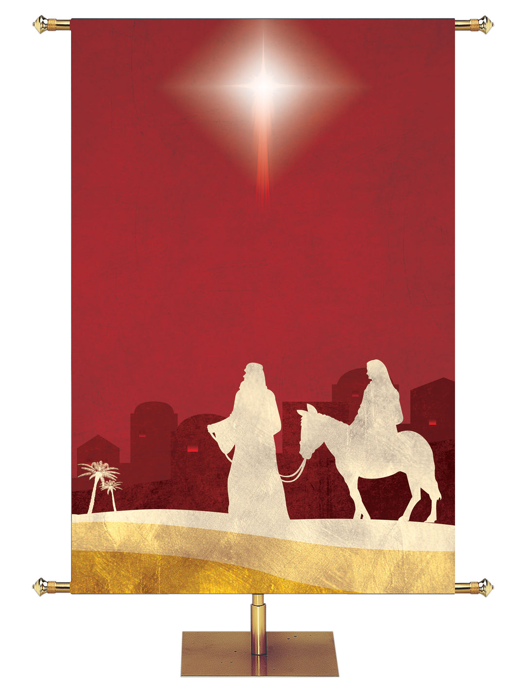 Custom Red Nativity Journey Silhouette - Custom Christmas Banners - PraiseBanners