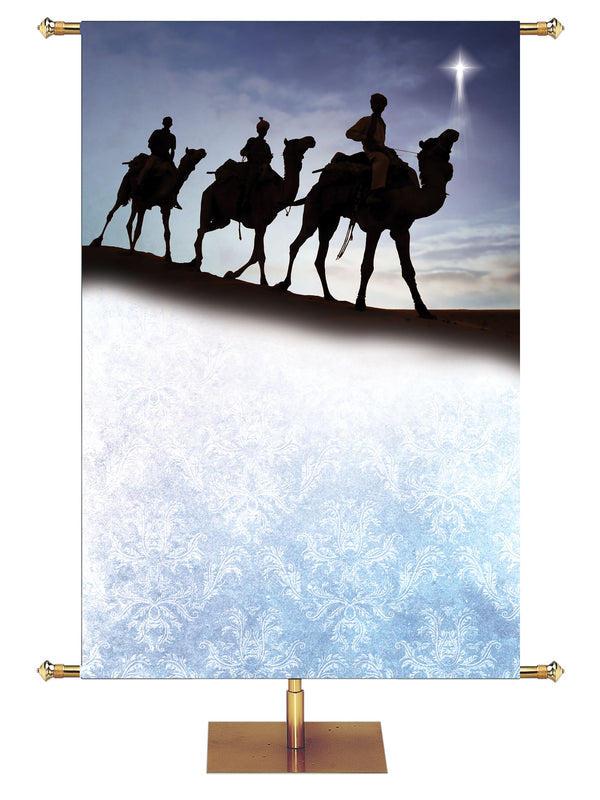 Banner personalizado La Natividad en azul Ven y adora