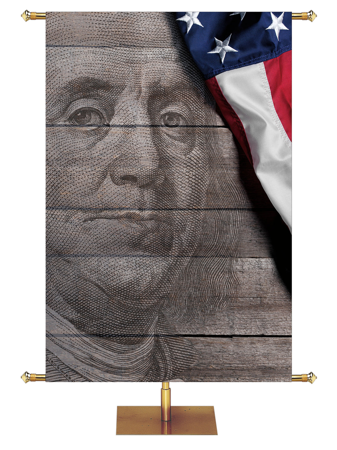 Custom Patriotic Banner Benjamin Franklin Background - Custom Patriotic Banners - PraiseBanners