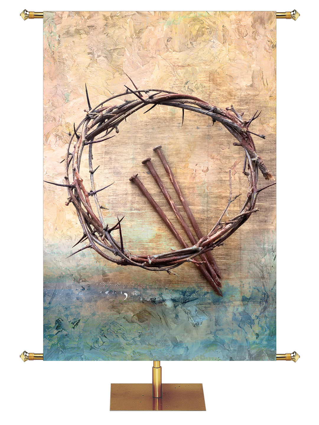 Portraits of Easter Custom Crown of Thorns and Nails Right Banner - Custom Easter Banners - PraiseBanners