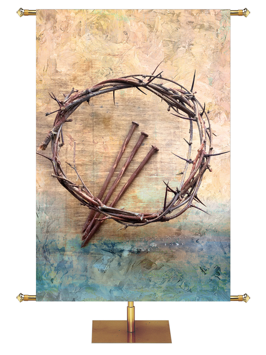 Portraits of Easter Custom Crown of Thorns and Nails Left Banner - Custom Easter Banners - PraiseBanners