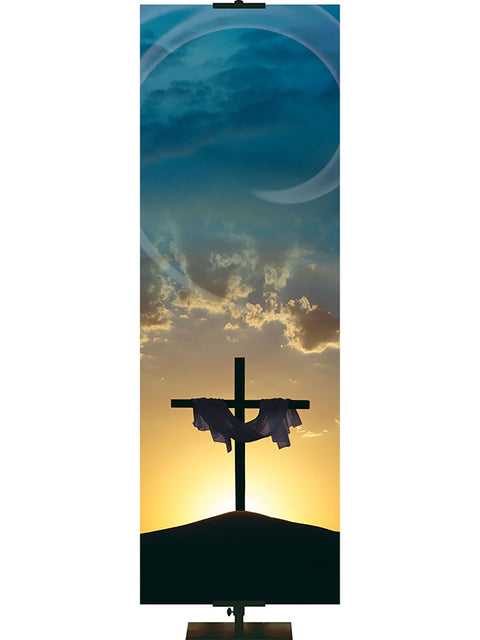 Custom Rugged Cross Banner Shrouded Cross at Sunrise - Custom Easter Banners - PraiseBanners