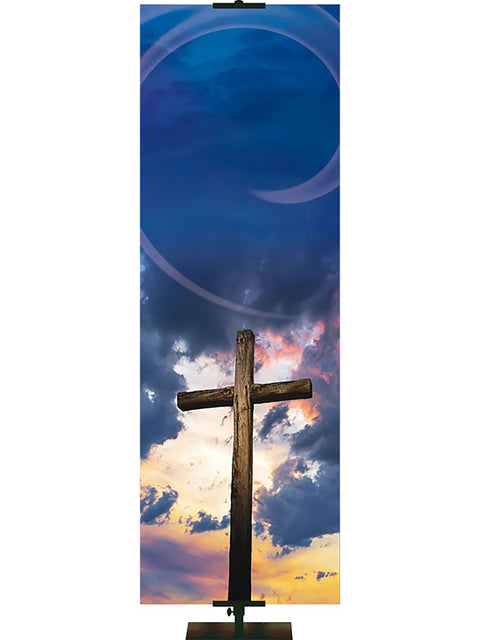 Custom Rugged Cross Banner Empty Cross and Dark Clouds - Custom Easter Banners - PraiseBanners