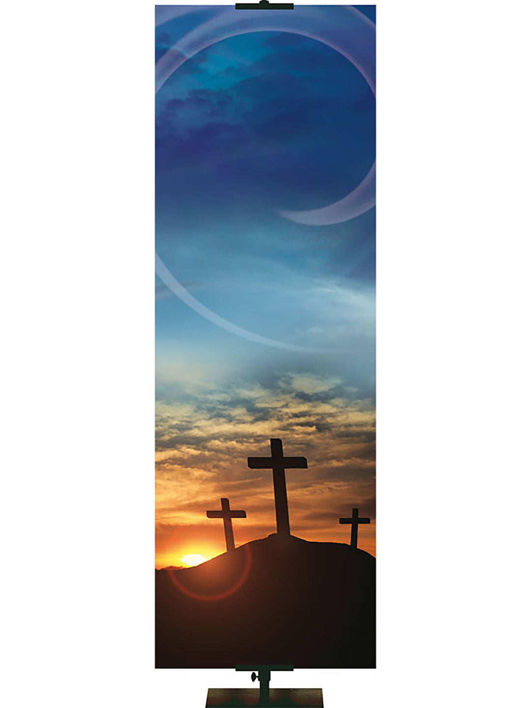 Custom Rugged Cross Banner Empty Crosses at Sunset - Custom Easter Banners - PraiseBanners