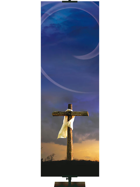 Custom Rugged Cross Banner Shrouded Cross and Cloudy Sky - Custom Easter Banners - PraiseBanners