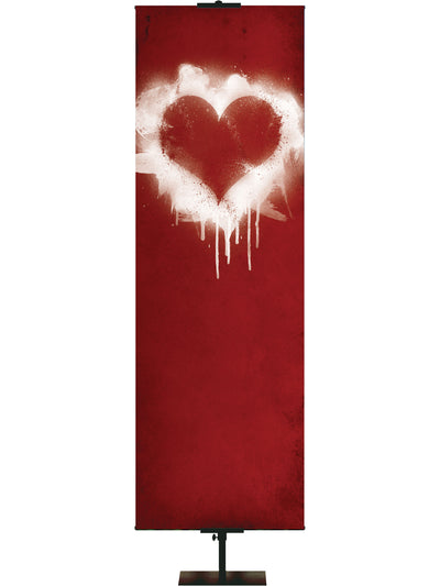 Heart on Red Custom Banner - Custom Year Round Banners - PraiseBanners