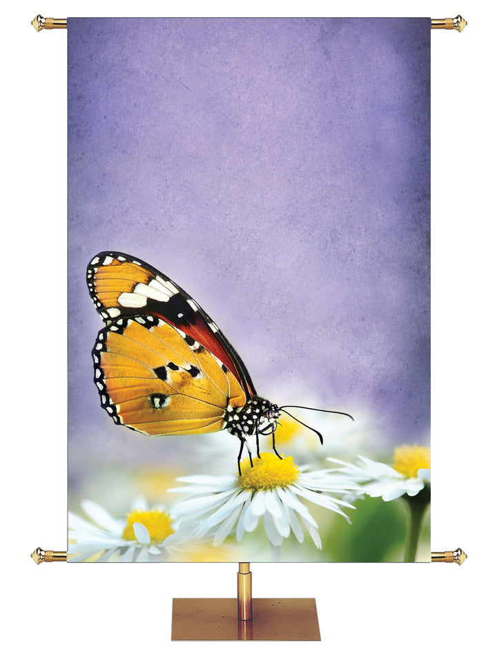Butterfly on Daisy Custom Banner - Custom Easter Banners - PraiseBanners